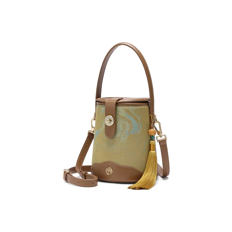 Ancient Yi Xi Polyester One Shoulder Handbag Medium Size Women's Cinnamon Light Brown-1