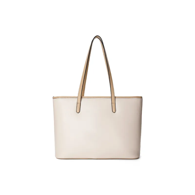 MEXICAN Polyurethane Leather Tote Bag, Shopping Bag, Shoulder Bag Tubas Women's Ecru & Apricot/Ecru & Coffee-2