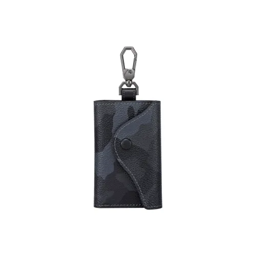 SEPTWOLVES Artificial Leather Key Pouch Small Size Unisex Black