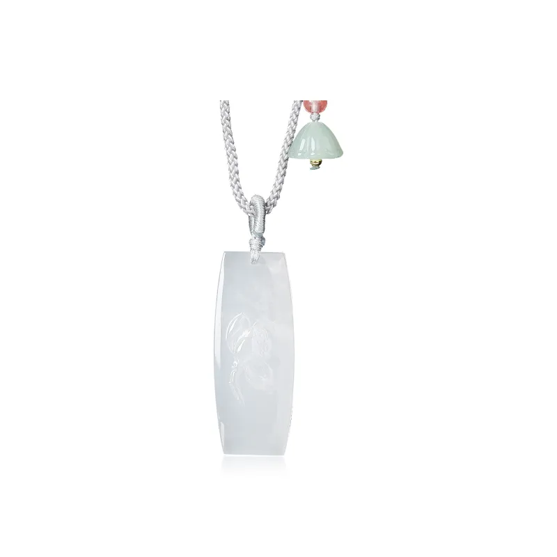Cuiya Golden Building Hetian Jade Necklaces White Jade Unisex-0