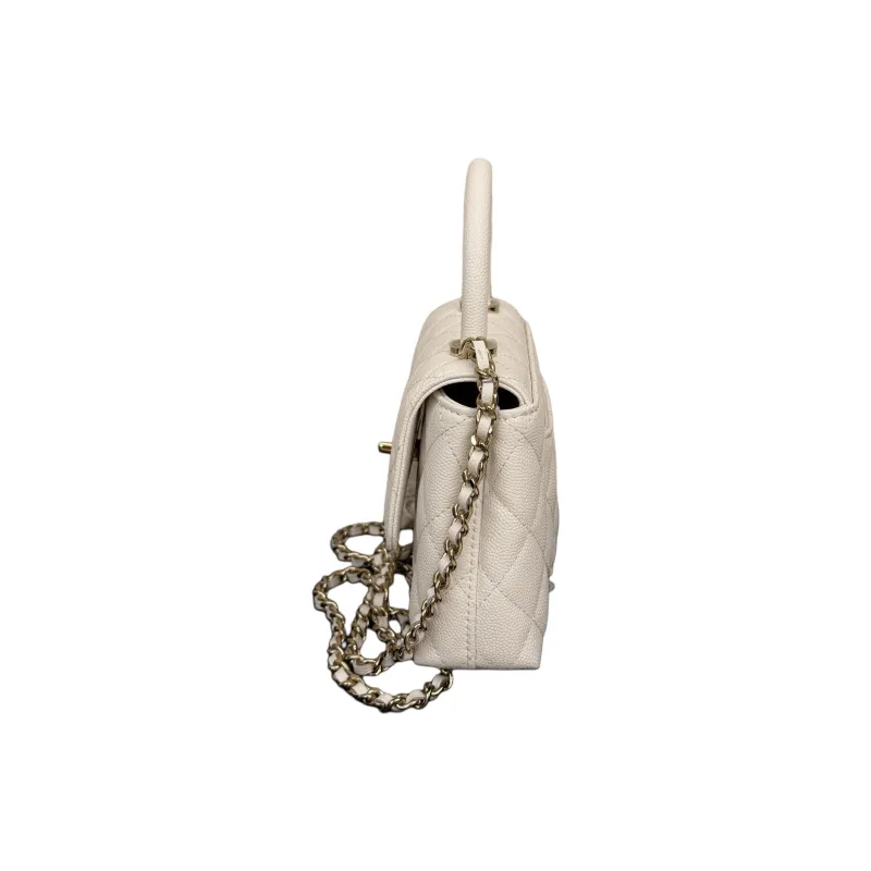 CHANEL Grain Cow Leather Shoulder Bag, Crossbody Bag, Handbag Women's White-1
