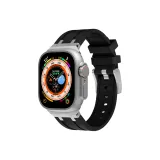 AP Style Metal Clasp Liquid Silicone Strap, Silver Black