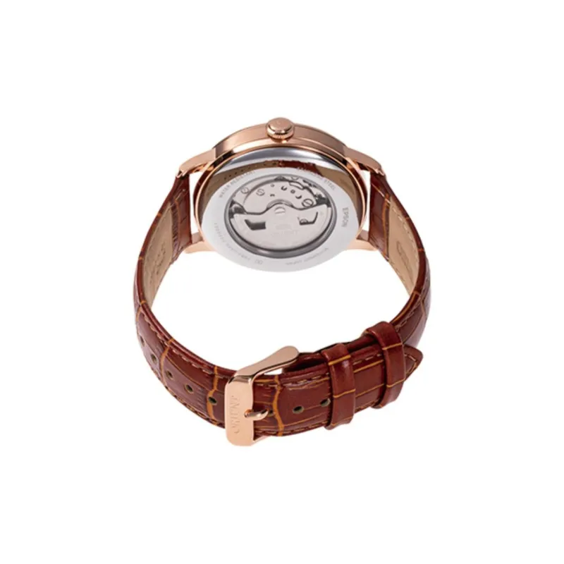 ORIENT Automatic/Manual Mechanical Movement Leather Strap Watch Men's Watches Silver Dial-1