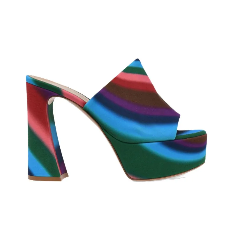 GIANVITO ROSSI Holly 115mm Striped Platform Mules-1
