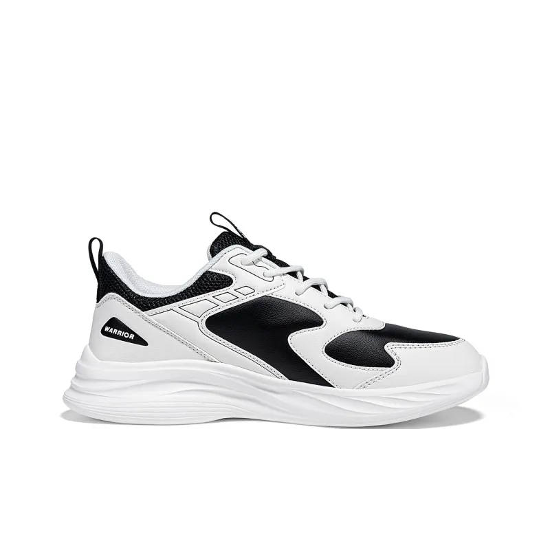 Warrior Cushioning Height Increasing Abrasion Resistant Lightweight Mat Low Top Running Shoes Unisex Black White-1