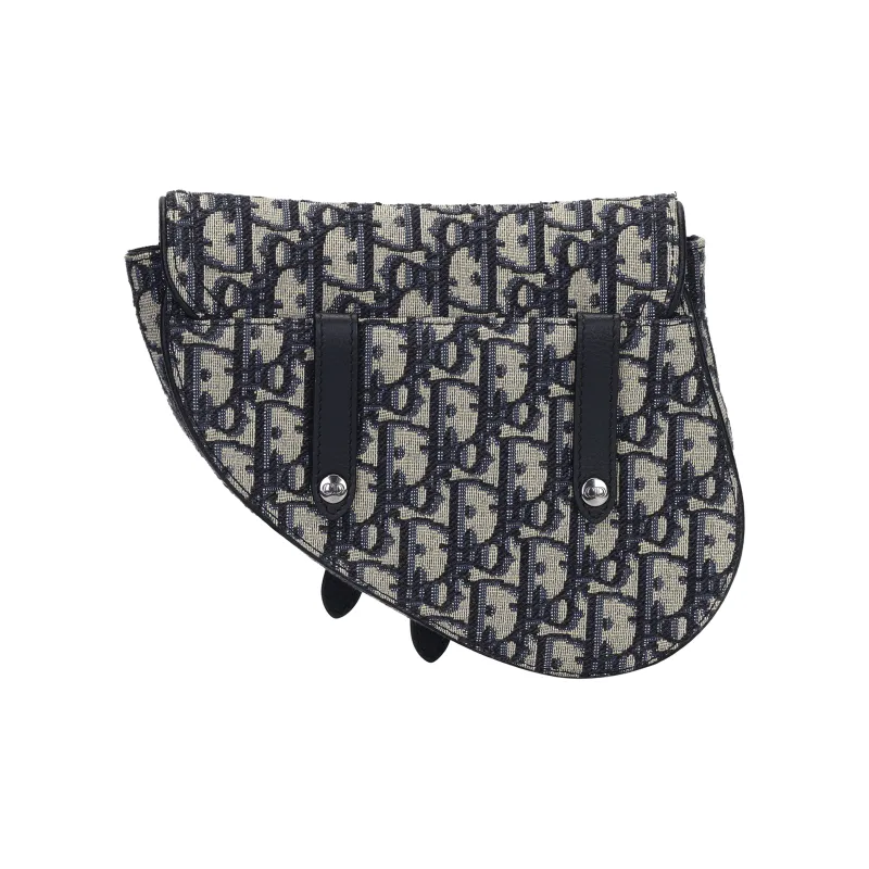 DIOR Saddle Jacquard Fabric Saddle Bag, Fanny Pack, Sling Bag, Crossbody Bag, Shoulder Bag Men's Black Beige-3
