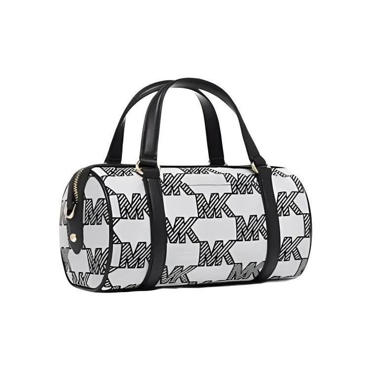 MICHAEL KORS Fabric Artificial Leather Boston Bag Handbag Shoulder Bag Crossbody Bag Medium Size Women's Black & Gray-1