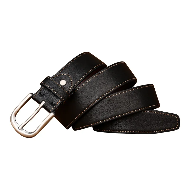 CATELLES Thick Horse Leather Leather Belts Men's Black/Coffee/Camel 3.8cm-2