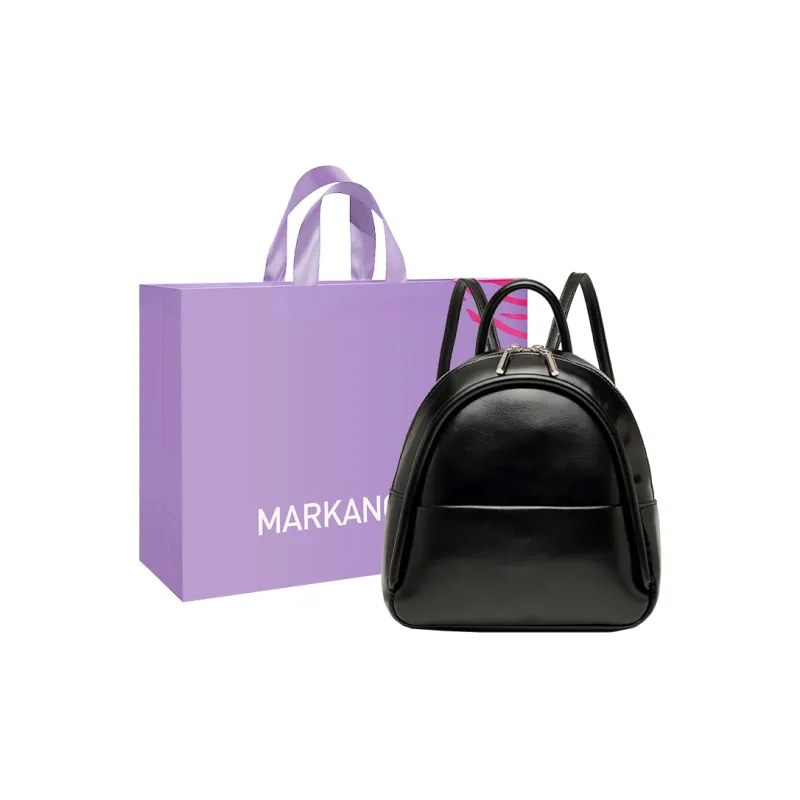 MARKANGARO PU Backpack Medium Size Unisex Brown-28