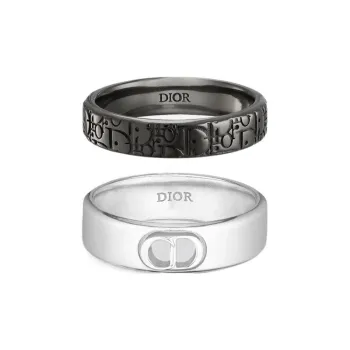 DIOR Sterling Silver Rings Men's Black/White