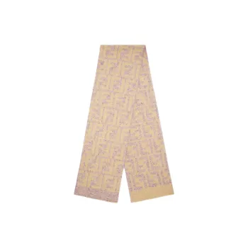 FENDI Wool Knit Scarves Unisex Pink Purple