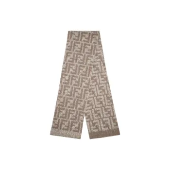 FENDI Mulberry Silk Knit Scarves Unisex Dove Gray