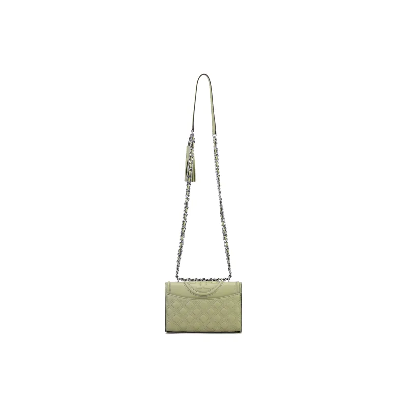 TORY BURCH Fleming Leather Crossbody Bag, Shoulder Bag Trumpets Women's Olive Green-4