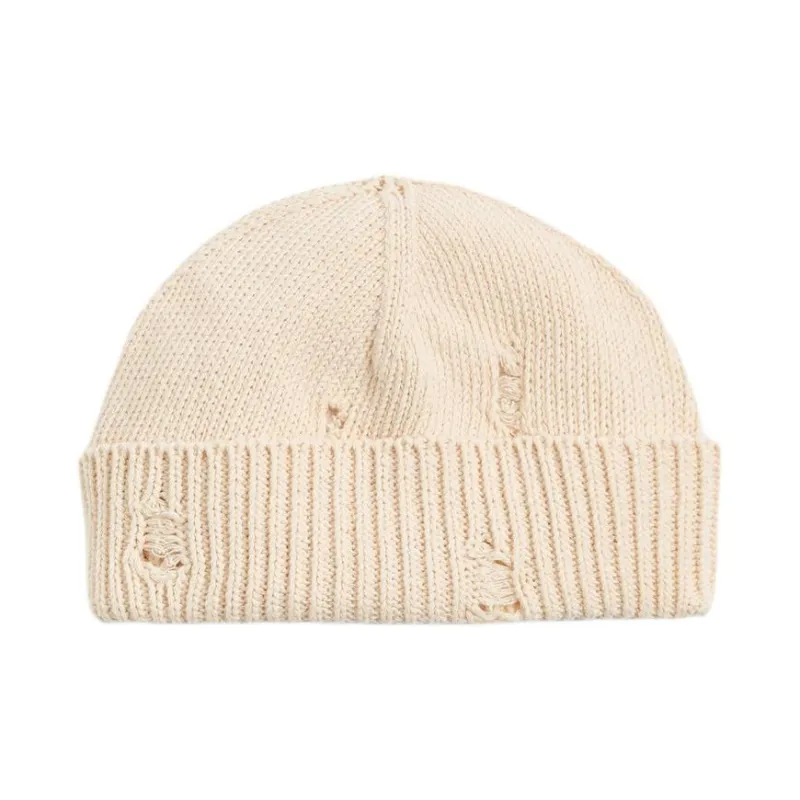 ZARA Cotton Knitted Fabric Beanies Men's Purple/Brown/Ecru-2