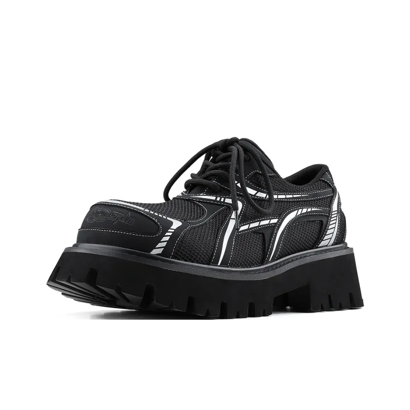 HANQIAORIJI Future Series Height Increasing Low Top Casual Shoes Unisex Black-1