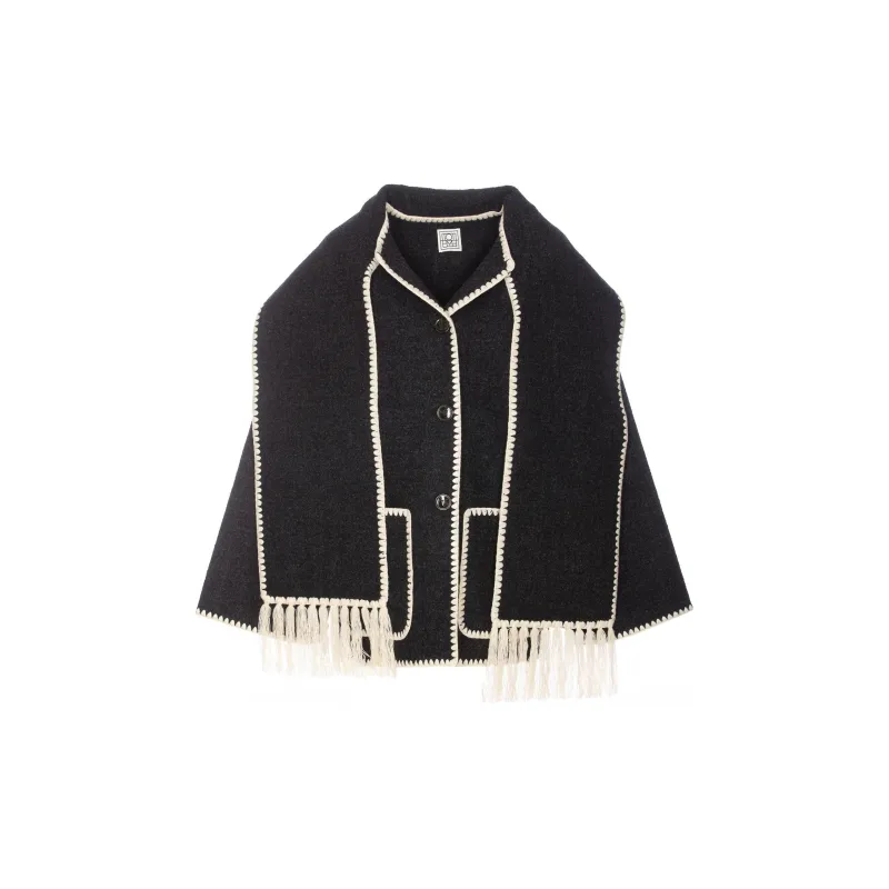 TOTEME Dropped Shoulder Fringed Edge Scarf Jacket-1