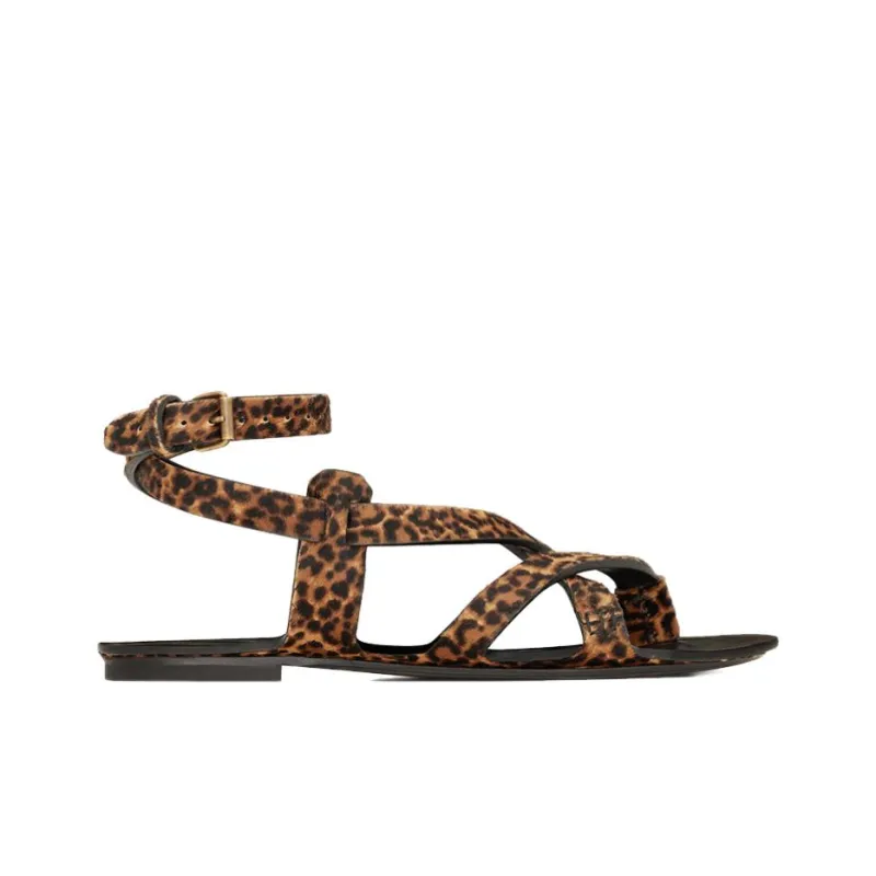 SAINT LAURENT Culver Strap Sandals Women's Leopard-1