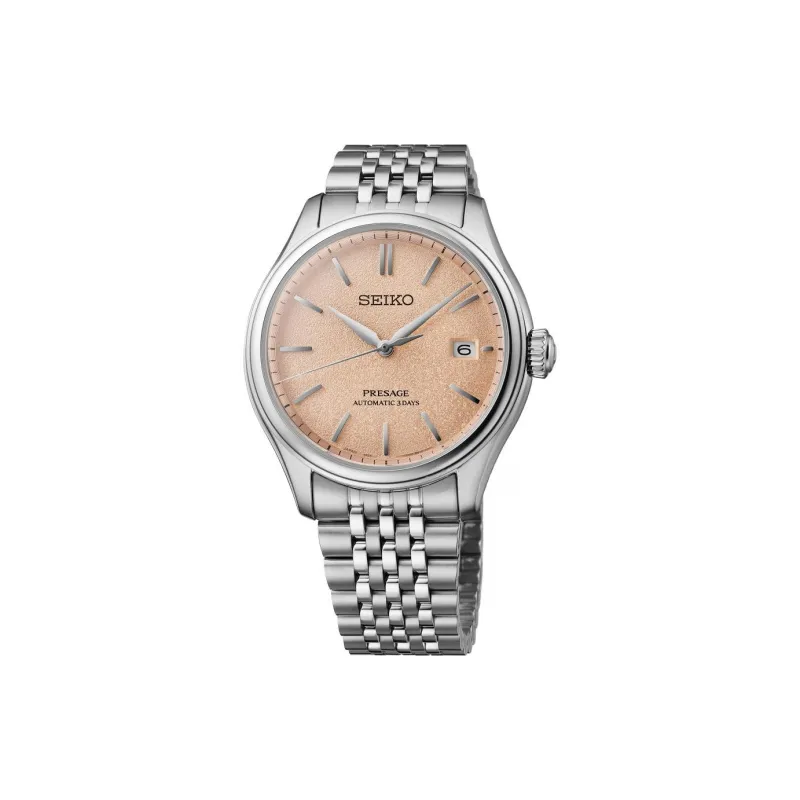 SEIKO Presage Series Automatic Mechanical Movement Stainless Steel Strap Watch 40.2mm Men's Watches Pink Watch Dial-0