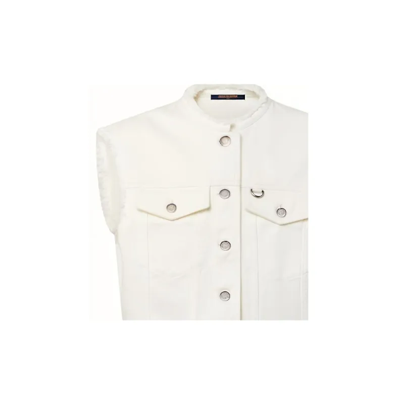 LOUIS VUITTON Frayed Hem Sleeveless Denim Jacket-5
