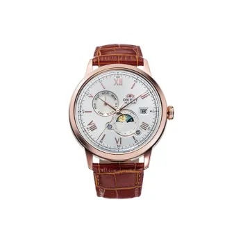 ORIENT Automatic/Manual Mechanical Movement Leather Strap Watch Men's Watches Silver Dial