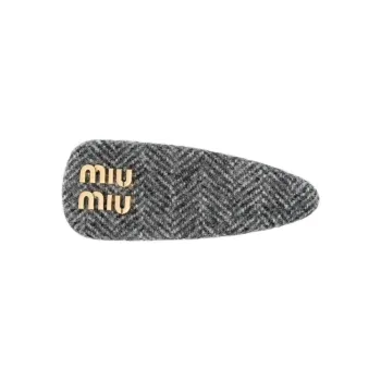 MIU MIU Calfskin Hair Clips Women's Black