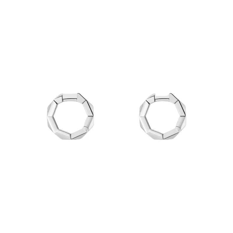 GUCCI 18K White Gold Earrings Unisex Silver-1