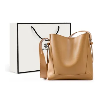 DULOREN Cow Leather Shoulder Bag Bucket Bag Crossbody Bag Women's Black/Salted Caramel/Smoke Gray/Gold Brown/Coffee