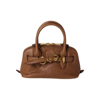 MIU MIU Nappa Leather Shoulder Bag Crossbody Bag Handbag Mini Women's Oak Tree Brown
