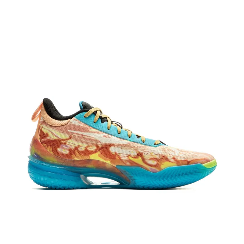 LiNing Knife 5 Slip Resistant Rebound Coverage Performance Basketball Shoes Men's Orange Blue-1