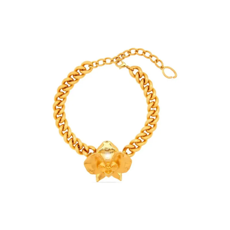 Oscar De La Renta Orchid Chain link Necklace-2