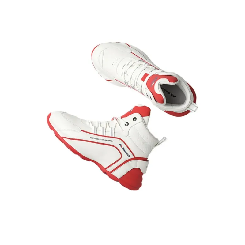 KOLUMB Anti Slip And Wear Resistant Height Increasing High Top Casual Shoes Men's White Red-2