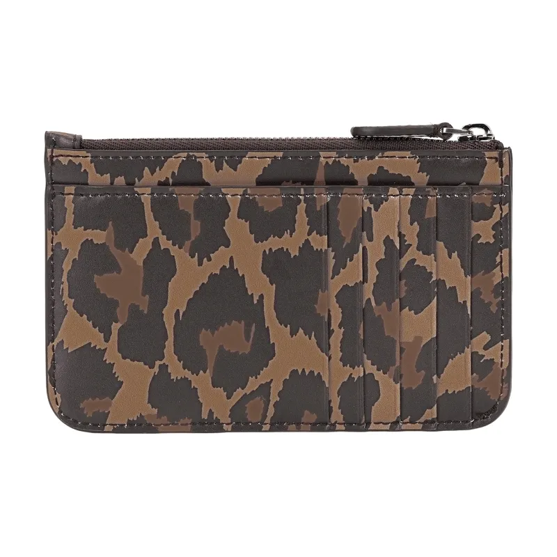 Balenciaga Calfskin Card Clip Card Holder Large Size Women's Leopard-3