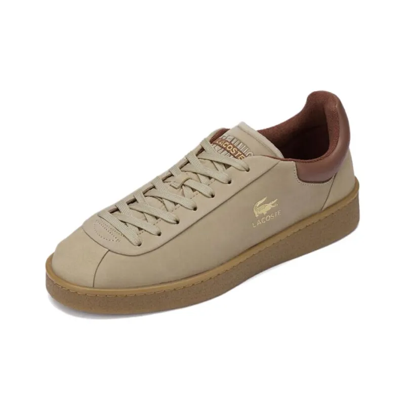 LACOSTE Abrasion Resistant Low Top Skateboard Shoes Men's Light Brown-1