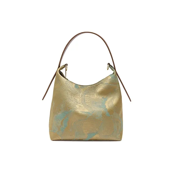 Ancient Yi Xi Polyester Bucket Bag, Crossbody, One Shoulder Handbag Medium Size Women's Cinnamon Light Brown-2