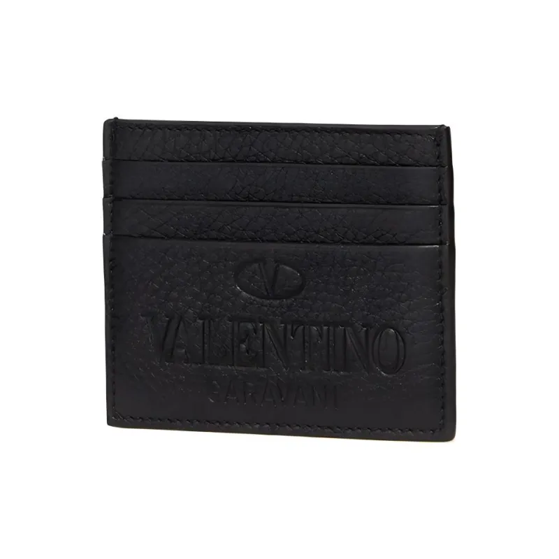Valentino GARAVANI Calfskin Wallet, Card Holder Men's Black-3