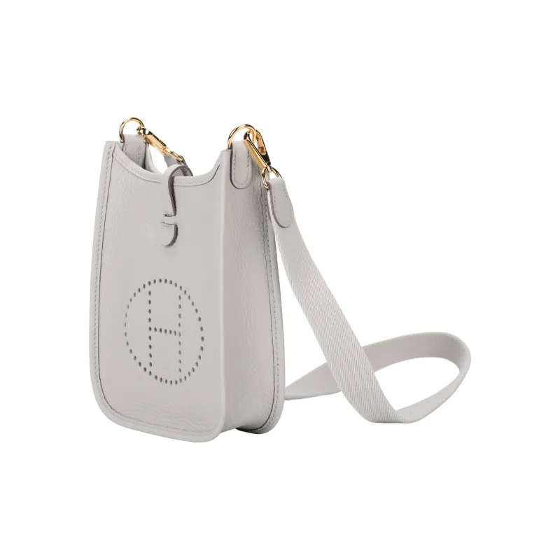 HERMES Evelyne Clemence Cow Leather Shoulder Bag, Crossbody Bag Mini Women's 8L Beton Concrete Gray-1