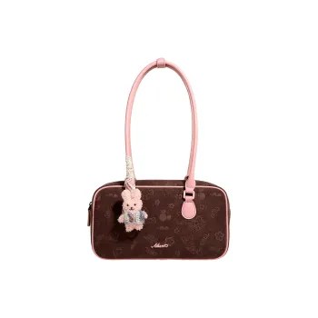 AILUXI Fabric Handbag Shoulder Bag Tote Medium Size Women's Strawberry Pink Brown