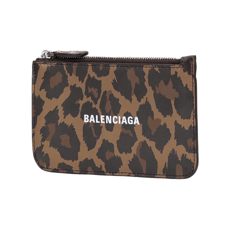 Balenciaga Calfskin Card Clip Card Holder Large Size Women's Leopard-2