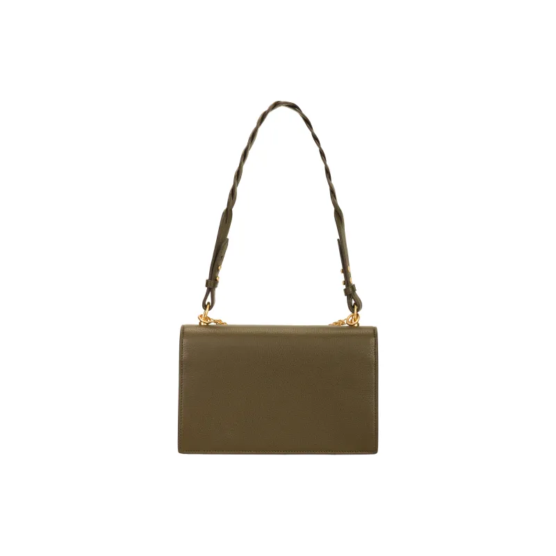 TORY BURCH Miller Grain Cow Leather Portable Trunk Bag, Shoulder Bag, Crossbody Bag Medium Size Women's Olive Green-2