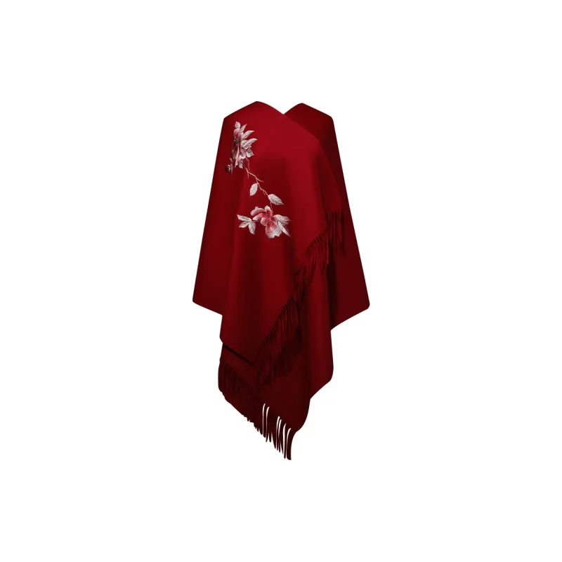 MERRIDARNO Wool Shawls Women's Red-2