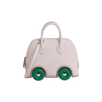 HERMES Bolide Epsom Leather Bowling Bag, Shoulder Bag, Crossbody Bag, Handbag Women's Pink & Green