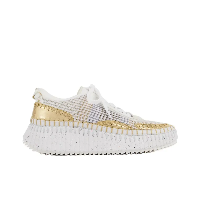 Chloé Nama Metallic Detailed Lace Up Sneakers Women's-1