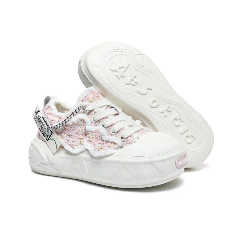 MOREMORENOISE Canvas Shoes Women's Low Top White-7