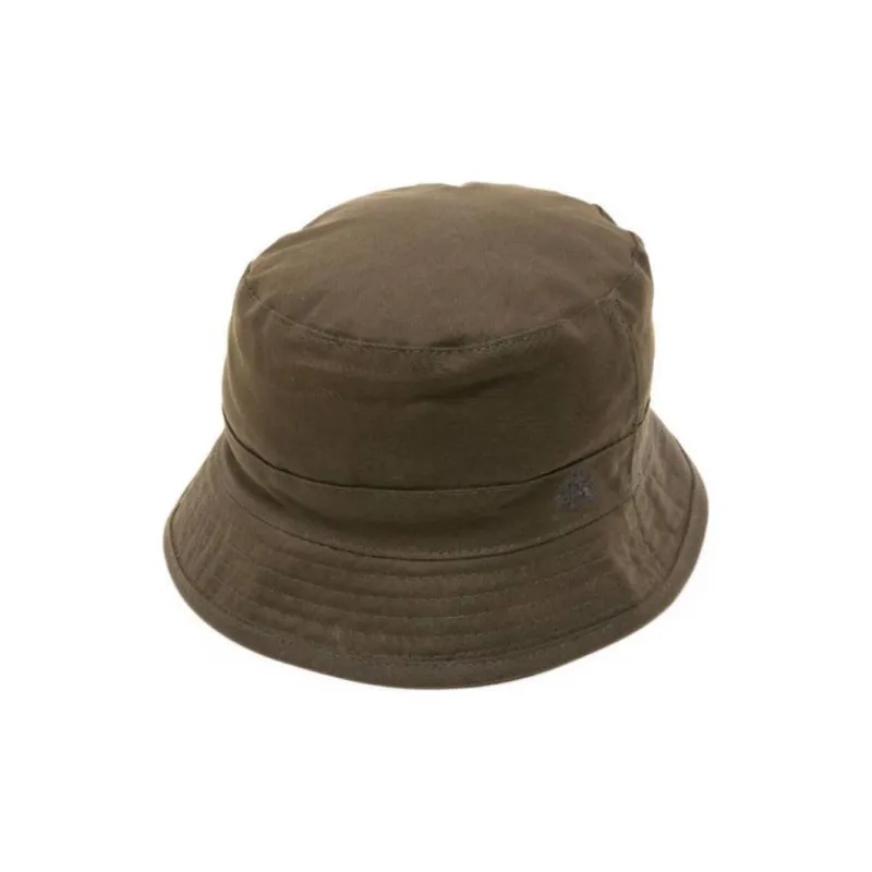 BARACUTA Logo embroidered Waxed cotton Bucket Hat-0