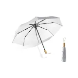 Trifold 8-Rib Wooden Handle with Silver Coated Ecru