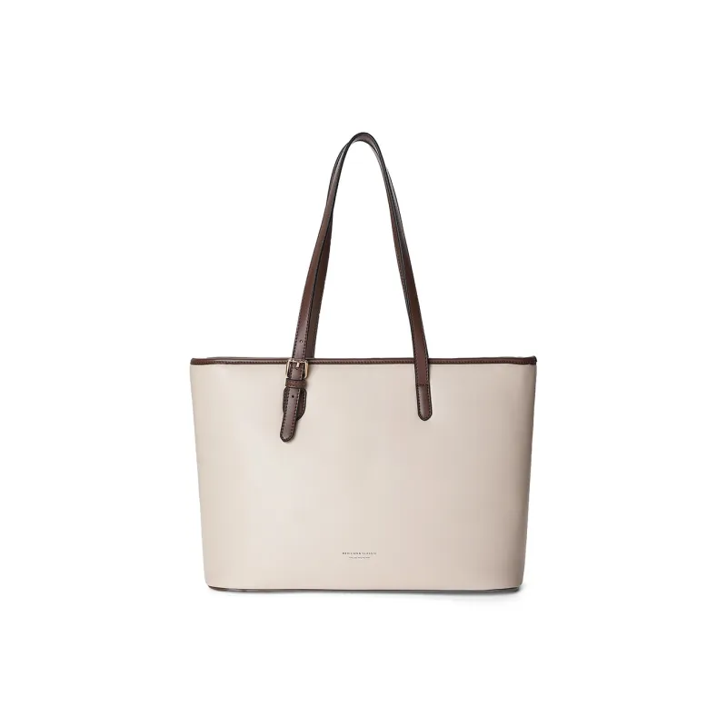MEXICAN Polyurethane Leather Tote Bag, Shopping Bag, Shoulder Bag Tubas Women's Ecru & Apricot/Ecru & Coffee-6