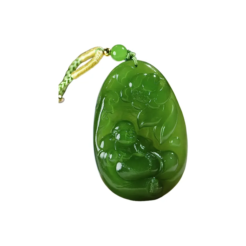 Jade Charm Yao Hetian Jade Necklaces Jasper Unisex-0