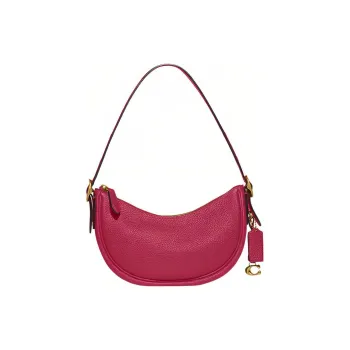 COACH Luna Pebbled Leather Handbag, Shoulder Bag Tubas Women's Dark Purple
