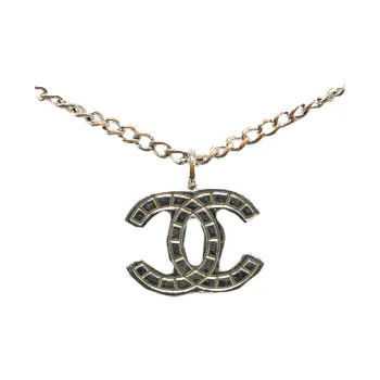 CHANEL 2004 Plated Cc Pendant Costume Necklace