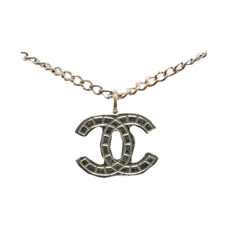 CHANEL 2004 Plated Cc Pendant Costume Necklace-0